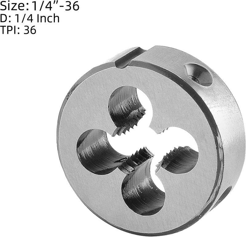 Burkit 1/4"-36 UNS Tap and Die Set, 1/4 x 36 UNS Machine Thread Tap and Round Die Right Hand - Image 3